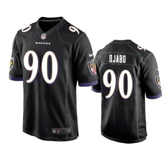 Men Baltimore Ravens 90 David Ojabo Black Stitched Game Jersey Men Baltimore Ravens 90 David Ojabo Black Stitched Game Jersey