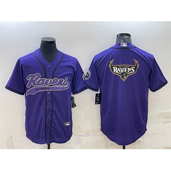 Men Baltimore Ravens Purple Team Big Logo With Patch Cool Base Stitched Baseball Jersey Men Baltimore Ravens Purple Team Big Logo With Patch Cool Base Stitched Baseball Jersey