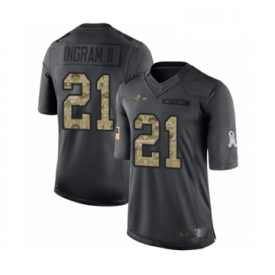 Mens Baltimore Ravens 21 Mark Ingram II Limited Black 2016 Salute to Service Football Jersey Mens Baltimore Ravens 21 Mark Ingram II Limited Black 2016 Salute to Service Football Jersey