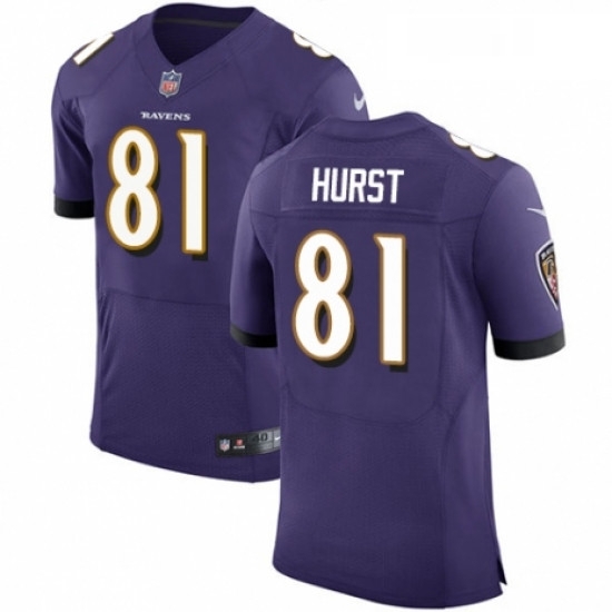 Mens Nike Baltimore Ravens 81 Hayden Hurst Purple Elite Player NFL Jersey Mens Nike Baltimore Ravens 81 Hayden Hurst Purple Elite Player NFL Jersey