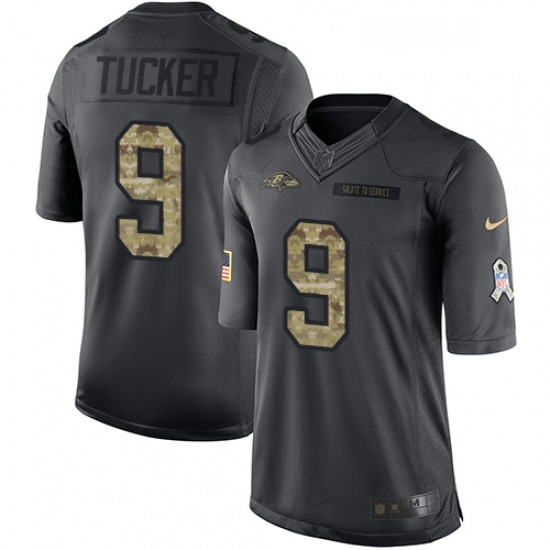 Mens Nike Baltimore Ravens 9 Justin Tucker Limited Black 2016 Salute to Service NFL Jersey Mens Nike Baltimore Ravens 9 Justin Tucker Limited Black 2016 Salute to Service NFL Jersey