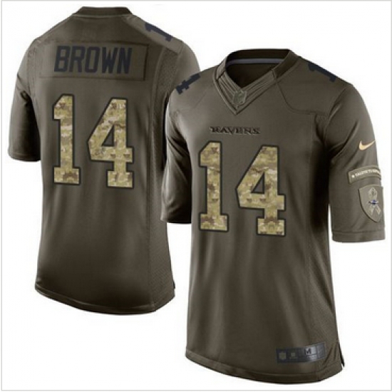 Nike Baltimore Ravens #14 Marlon Brown Green Men 27s Stitched NFL Limited Salute to Service Jersey Nike Baltimore Ravens #14 Marlon Brown Green Men 27s Stitched NFL Limited Salute to Service Jersey