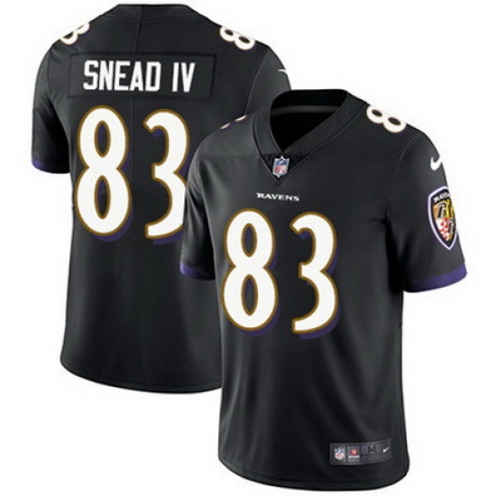 Nike Ravens #83 Willie Snead IV Black Alternate Mens Stitched NFL Vapor Untouchable Limited Jersey Nike Ravens #83 Willie Snead IV Black Alternate Mens Stitched NFL Vapor Untouchable Limited Jersey