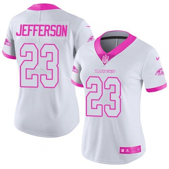Nike Ravens #23 Tony Jefferson White Pink Womens Stitched NFL Limited Rush Fashion Jersey Nike Ravens #23 Tony Jefferson White Pink Womens Stitched NFL Limited Rush Fashion Jersey