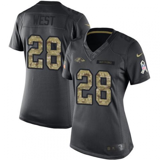Nike Ravens #28 Terrance West Black Womens Stitched NFL Limited 2016 Salute to Service Jersey Nike Ravens #28 Terrance West Black Womens Stitched NFL Limited 2016 Salute to Service Jersey
