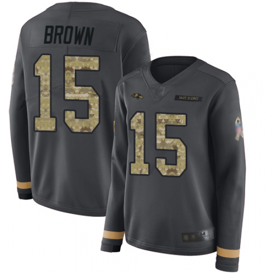Ravens 15 Marquise Brown Anthracite Salute to Service Women Stitched Football Limited Therma Long Sleeve Jersey Ravens 15 Marquise Brown Anthracite Salute to Service Women Stitched Football Limited Therma Long Sleeve Jersey