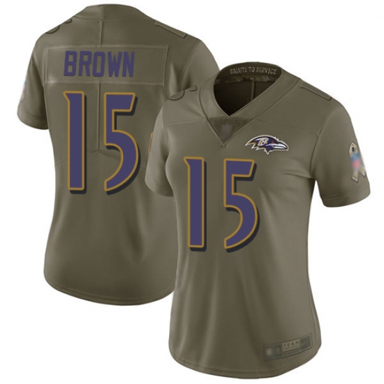 Ravens 15 Marquise Brown Olive Women Stitched Football Limited 2017 Salute to Service Jersey Ravens 15 Marquise Brown Olive Women Stitched Football Limited 2017 Salute to Service Jersey
