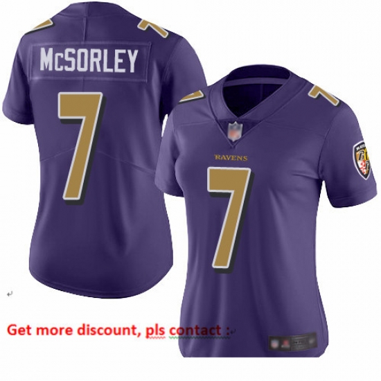Ravens 7 Trace McSorley Purple Women Stitched Football Limited Rush Jersey Ravens 7 Trace McSorley Purple Women Stitched Football Limited Rush Jersey