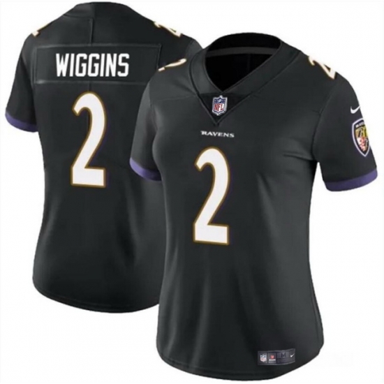 Women Baltimore Ravens 2 Nate Wiggins Black 2024 Draft Football Jersey Women Baltimore Ravens 2 Nate Wiggins Black 2024 Draft Football Jersey