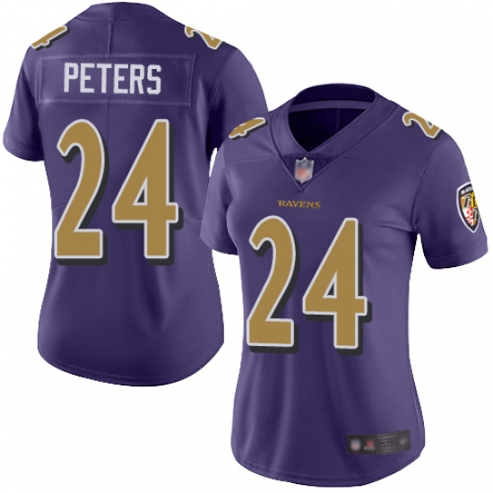 Women Ravens 24 Marcus Peters Purple Stitched Football Limited Rush Jersey Women Ravens 24 Marcus Peters Purple Stitched Football Limited Rush Jersey