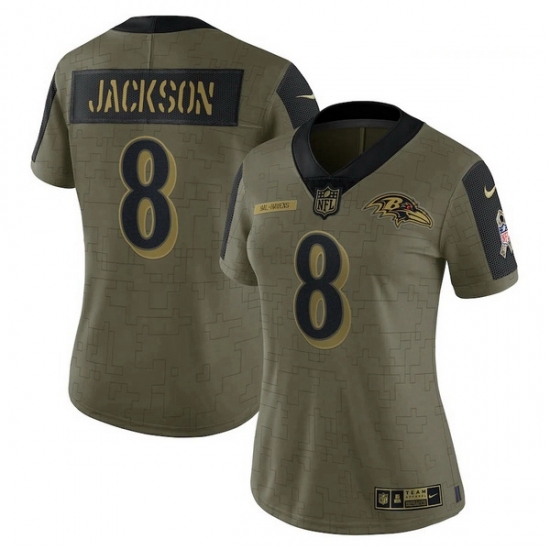 Women's Baltimore Ravens Lamar Jackson Nike Olive 2021 Salute To Service Limited Player Jersey Women's Baltimore Ravens Lamar Jackson Nike Olive 2021 Salute To Service Limited Player Jersey