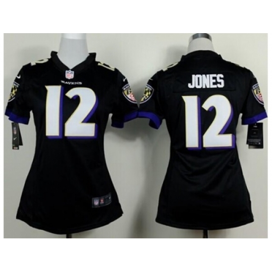 Women's Nike Baltimore Ravens #12 Jacoby Jones Black Alternate Stitched NFL New Elite Jersey Women's Nike Baltimore Ravens #12 Jacoby Jones Black Alternate Stitched NFL New Elite Jersey