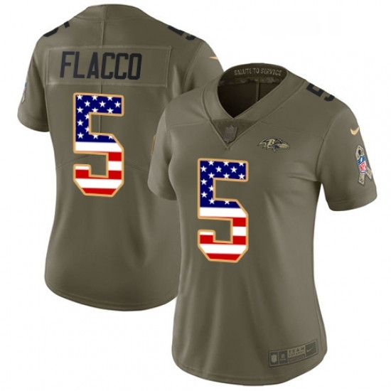 Womens Nike Baltimore Ravens 5 Joe Flacco Limited OliveUSA Flag Salute to Service NFL Jersey Womens Nike Baltimore Ravens 5 Joe Flacco Limited OliveUSA Flag Salute to Service NFL Jersey