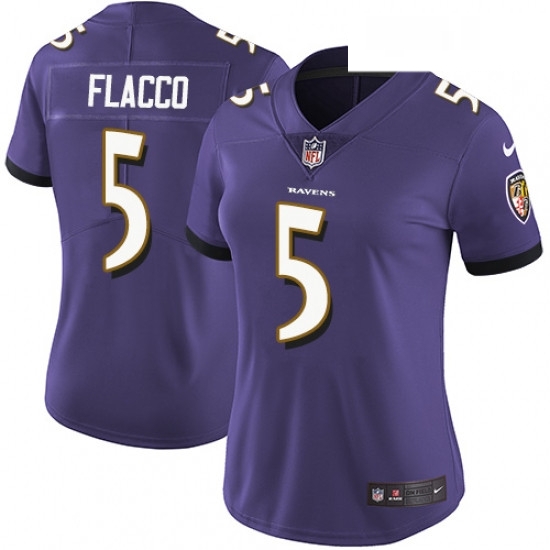 Womens Nike Baltimore Ravens 5 Joe Flacco Purple Team Color Vapor Untouchable Limited Player NFL Jersey Womens Nike Baltimore Ravens 5 Joe Flacco Purple Team Color Vapor Untouchable Limited Player NFL Jersey