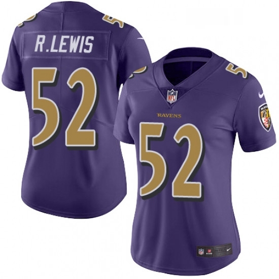 Womens Nike Baltimore Ravens 52 Ray Lewis Limited Purple Rush Vapor Untouchable NFL Jersey Womens Nike Baltimore Ravens 52 Ray Lewis Limited Purple Rush Vapor Untouchable NFL Jersey