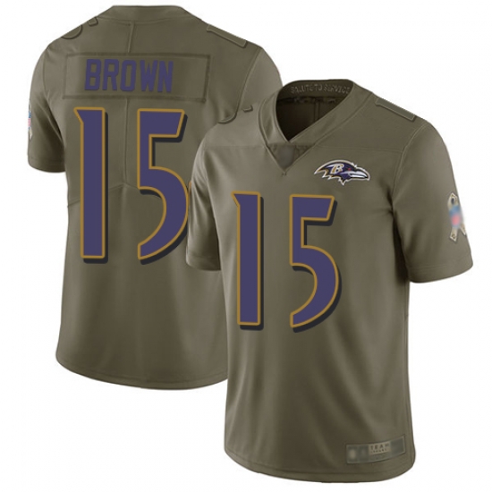 Ravens 15 Marquise Brown Olive Youth Stitched Football Limited 2017 Salute to Service Jersey Ravens 15 Marquise Brown Olive Youth Stitched Football Limited 2017 Salute to Service Jersey