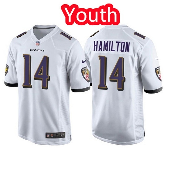 Youth Baltimore Ravens 14 Kyle Hamilton White Jersey Youth Baltimore Ravens 14 Kyle Hamilton White Jersey