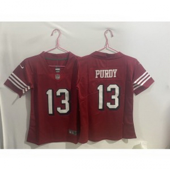 Youth Nike 49ers 13 Brock Purdy Red Throwback Vapor Limited Jersey Youth Nike 49ers 13 Brock Purdy Red Throwback Vapor Limited Jersey