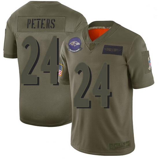 Youth Ravens 24 Marcus Peters Camo Stitched Football Limited 2019 Salute to Service Jersey Youth Ravens 24 Marcus Peters Camo Stitched Football Limited 2019 Salute to Service Jersey