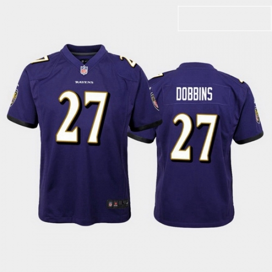 youth j.k. dobbins baltimore ravens purple game jersey youth j.k. dobbins baltimore ravens purple game jersey