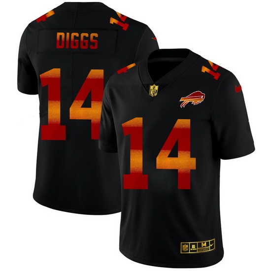 Buffalo Bills 14 Stefon Diggs Men Black Nike Red Orange Stripe Vapor Limited NFL Jersey Buffalo Bills 14 Stefon Diggs Men Black Nike Red Orange Stripe Vapor Limited NFL Jersey