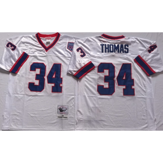 Buffalo Bills White #34 THOMAS White Stitched NFL Throwback Jersey