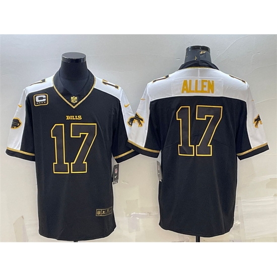 Men Buffalo Bills 17 Josh Allen Black Gold With C Patch Thanksgiving Vapor Untouchable Limited Stitched Jersey Men Buffalo Bills 17 Josh Allen Black Gold With C Patch Thanksgiving Vapor Untouchable Limited Stitched Jersey
