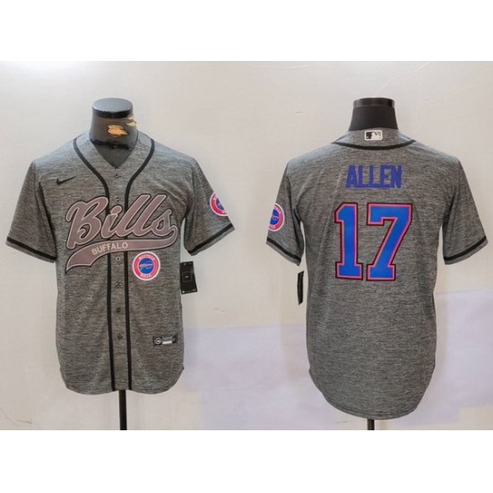 Men Buffalo Bills 17 Josh Allen Grey Team Cool Base Stitched Baseball Jersey 6 Men Buffalo Bills 17 Josh Allen Grey Team Cool Base Stitched Baseball Jersey 6
