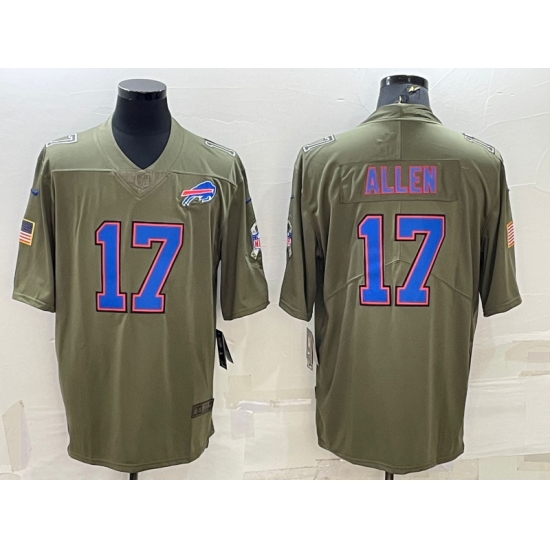 Men Buffalo Bills 17 Josh Allen Olive Salute To Service Limited Stitched Jersey Men Buffalo Bills 17 Josh Allen Olive Salute To Service Limited Stitched Jersey