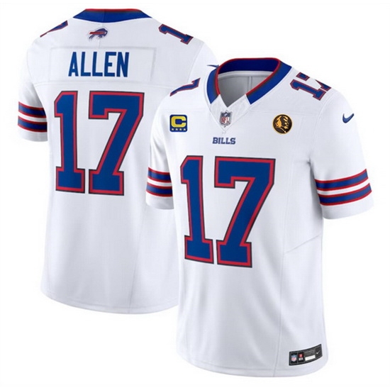 Men Buffalo Bills 17 Josh Allen White 2023 F U S E With 4 Star C Ptach And John Madden Patch Vapor Limited Stitched Football Jersey Men Buffalo Bills 17 Josh Allen White 2023 F U S E With 4 Star C Ptach And John Madden Patch Vapor Limited Stitched Football Jersey