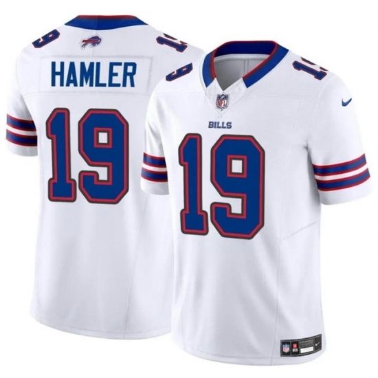Men Buffalo Bills 19 KJ Hamler White 2024 F U S E Vapor Untouchable Limited Stitched Football Jersey Men Buffalo Bills 19 KJ Hamler White 2024 F U S E Vapor Untouchable Limited Stitched Football Jersey