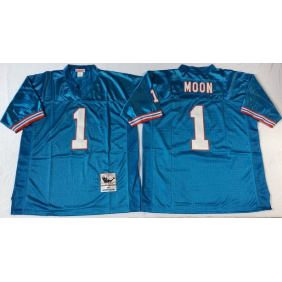 Men Oilers 1 Moon Blue M&N Throwback Jersey Men Oilers 1 Moon Blue M&N Throwback Jersey