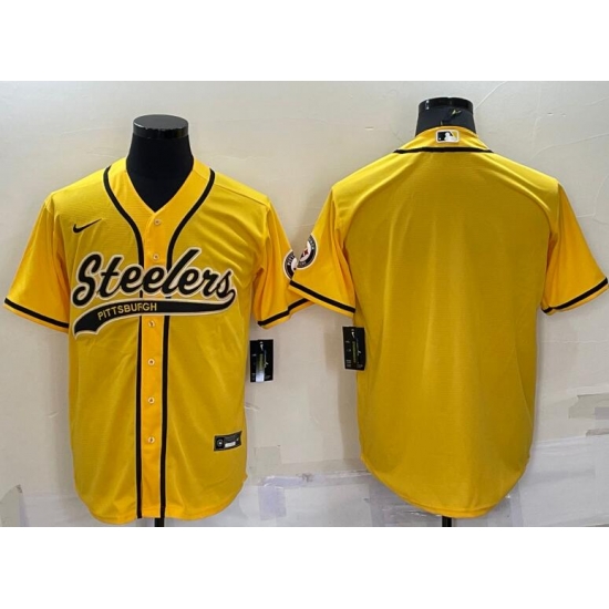 Men PITTSBURGH STEELERS Team Big Logo With Patch Cool Base Stitched Baseball Jersey Men PITTSBURGH STEELERS Team Big Logo With Patch Cool Base Stitched Baseball Jersey