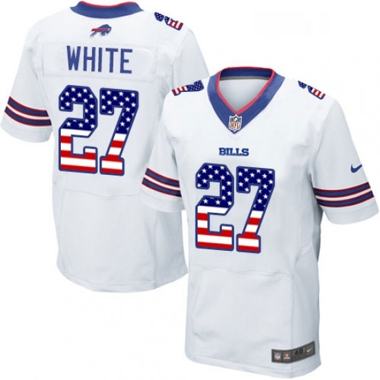 Mens Nike Buffalo Bills 27 TreDavious White Elite White Road USA Flag Fashion NFL Jersey Mens Nike Buffalo Bills 27 TreDavious White Elite White Road USA Flag Fashion NFL Jersey