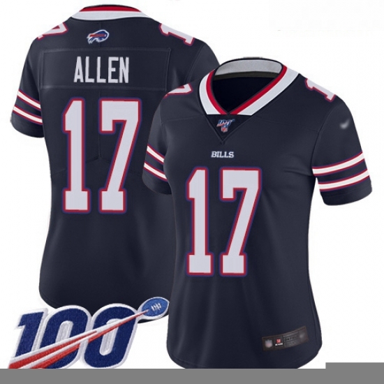 Bills #17 Josh Allen Navy Women Stitched Football Limited Inverted Legend 100th Season Jersey Bills #17 Josh Allen Navy Women Stitched Football Limited Inverted Legend 100th Season Jersey