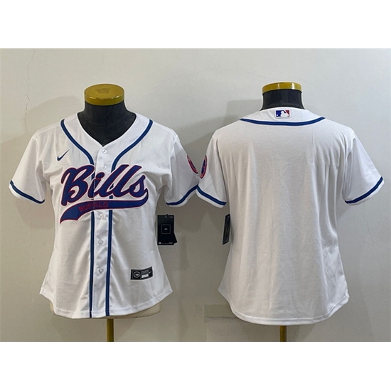 Women Buffalo Bills Blank White With Patch Cool Base Stitched Baseball Jersey Women Buffalo Bills Blank White With Patch Cool Base Stitched Baseball Jersey