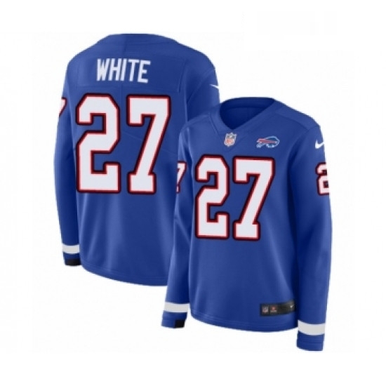 Womens Nike Buffalo Bills 27 TreDavious White Limited Royal Blue Therma Long Sleeve NFL Jerse Womens Nike Buffalo Bills 27 TreDavious White Limited Royal Blue Therma Long Sleeve NFL Jerse