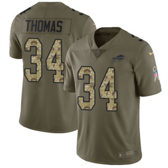 Youth Nike Bills #34 Thurman Thomas Olive Camo Stitched NFL Limited 2017 Salute to Service Jersey Youth Nike Bills #34 Thurman Thomas Olive Camo Stitched NFL Limited 2017 Salute to Service Jersey
