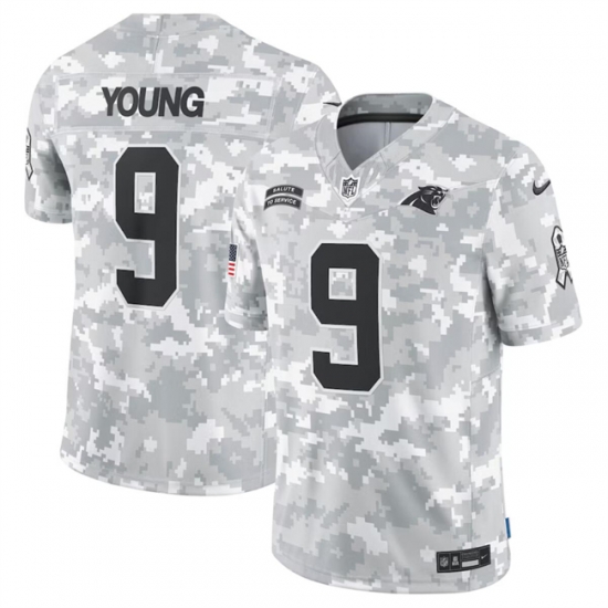 Men Carolina Panthers 9 Bryce Young 2024 Arctic Camo Salute To Service Limited Stitched Football Jersey Men Carolina Panthers 9 Bryce Young 2024 Arctic Camo Salute To Service Limited Stitched Football Jersey