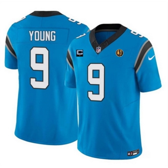 Men Carolina Panthers 9 Bryce Young Blue 2023 F U S E With 1 Star C Patch And John Madden Patch Vapor Limited Stitched Football Jersey Men Carolina Panthers 9 Bryce Young Blue 2023 F U S E With 1 Star C Patch And John Madden Patch Vapor Limited Stitched Football Jersey