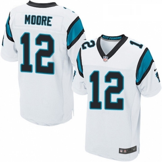Mens Nike Carolina Panthers 12 DJ Moore Elite White NFL Jersey Mens Nike Carolina Panthers 12 DJ Moore Elite White NFL Jersey