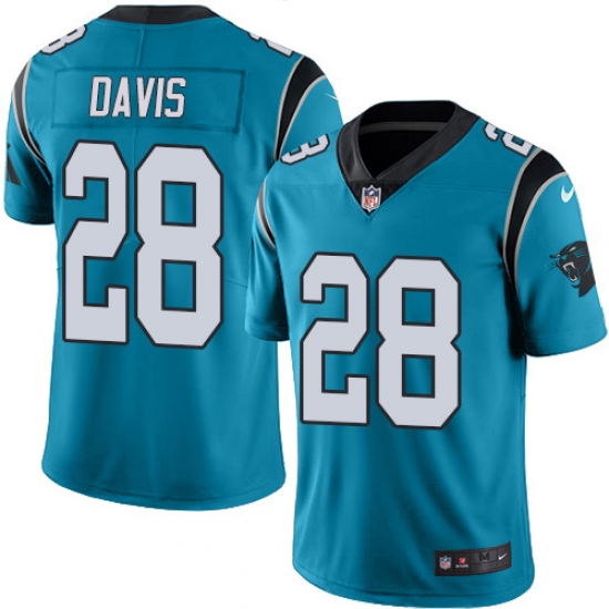 Nike Carolina Panthers 28 Mike Davis Blue Men Stitched NFL Limited Rush Jersey Nike Carolina Panthers 28 Mike Davis Blue Men Stitched NFL Limited Rush Jersey