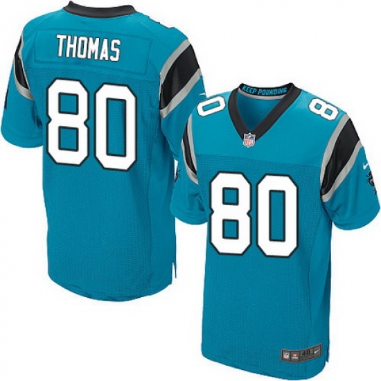 Nike Panthers #80 Ian Thomas Blue Alternate Mens Stitched NFL Elite Jersey Nike Panthers #80 Ian Thomas Blue Alternate Mens Stitched NFL Elite Jersey