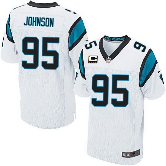 Nike Panthers #95 Charles Johnson White Team Color Mens Stitched NFL Elite Jersey Nike Panthers #95 Charles Johnson White Team Color Mens Stitched NFL Elite Jersey