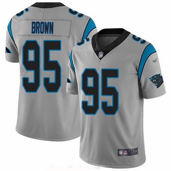 Nike Panthers 95 Derrick Brown Silver Men Stitched NFL Limited Inverted Legend Jersey Nike Panthers 95 Derrick Brown Silver Men Stitched NFL Limited Inverted Legend Jersey