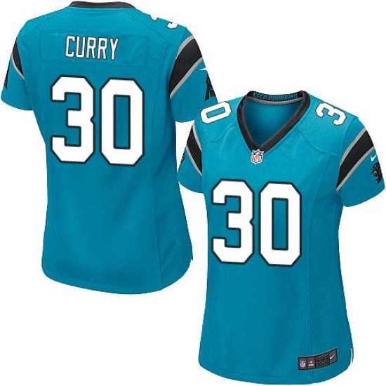 Nike Panthers #30 Stephen Curry Blue Alternate Womens Stitched NFL Elite Jersey Nike Panthers #30 Stephen Curry Blue Alternate Womens Stitched NFL Elite Jersey