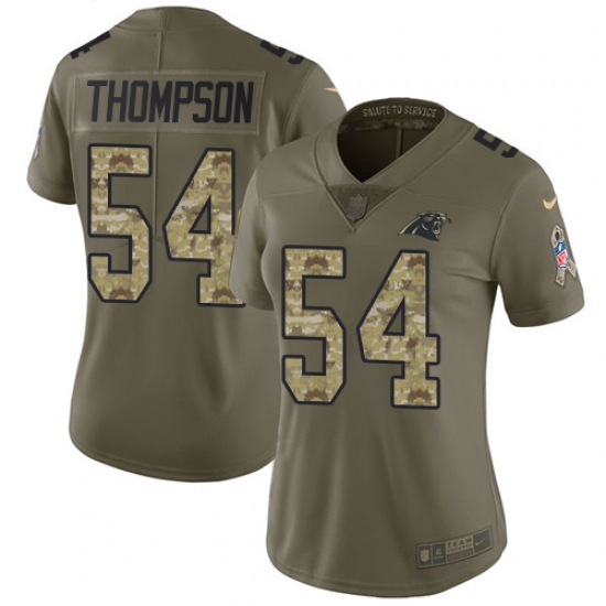 Nike Panthers #54 Shaq Thompson Olive Camo Womens Stitched NFL Limited 2017 Salute to Service Jersey Nike Panthers #54 Shaq Thompson Olive Camo Womens Stitched NFL Limited 2017 Salute to Service Jersey