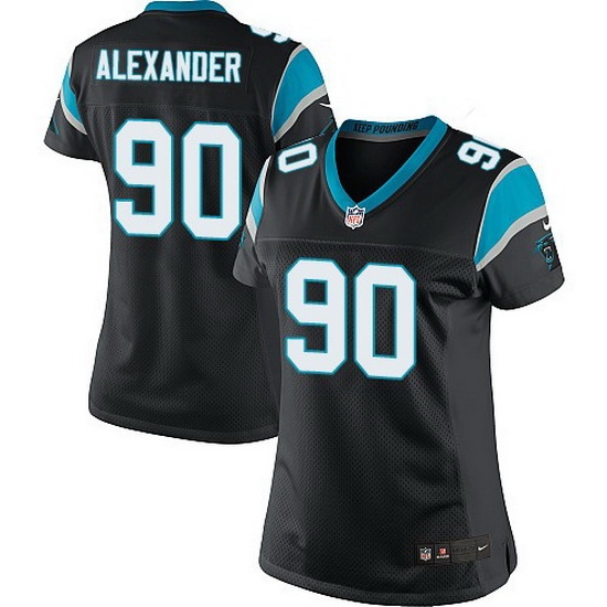 Nike Panthers #90 Frank Alexander Black Team Color Women Stitched NFL Jersey Nike Panthers #90 Frank Alexander Black Team Color Women Stitched NFL Jersey