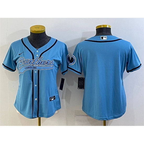 Women Carolina Panthers Blank Blue With Patch Cool Base Stitched Baseball Jersey Women Carolina Panthers Blank Blue With Patch Cool Base Stitched Baseball Jersey