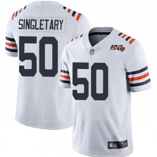 Bears 50 Mike Singletary White Alternate Men Stitched Football Vapor Untouchable Limited 100th Season Jersey Bears 50 Mike Singletary White Alternate Men Stitched Football Vapor Untouchable Limited 100th Season Jersey